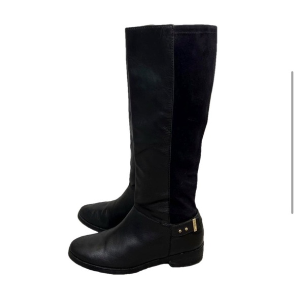 Cole Haan Adler black leather and suede tall flat riding equestrian boot 7 - Picture 3 of 7